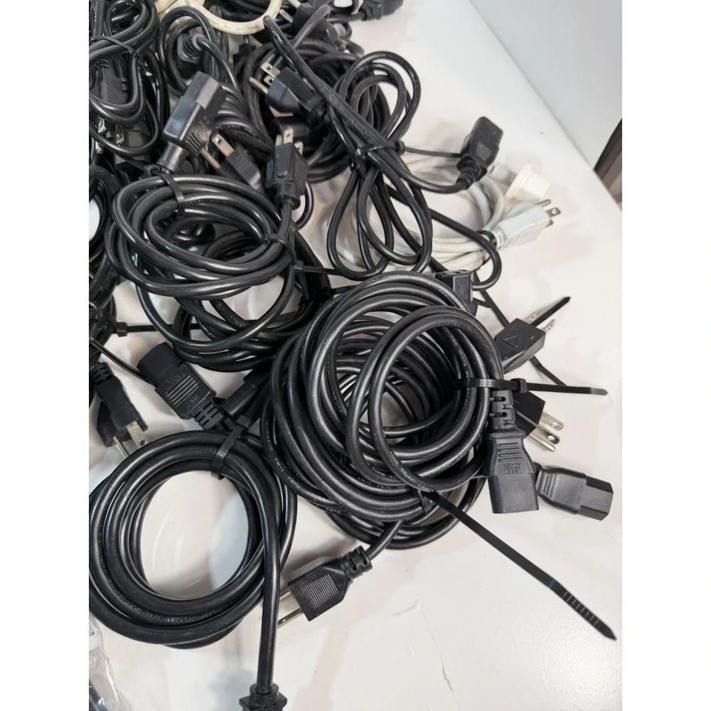 Lot of 45 3-Prong Standard PC Computer Monitor AC Power Cord Cable various size